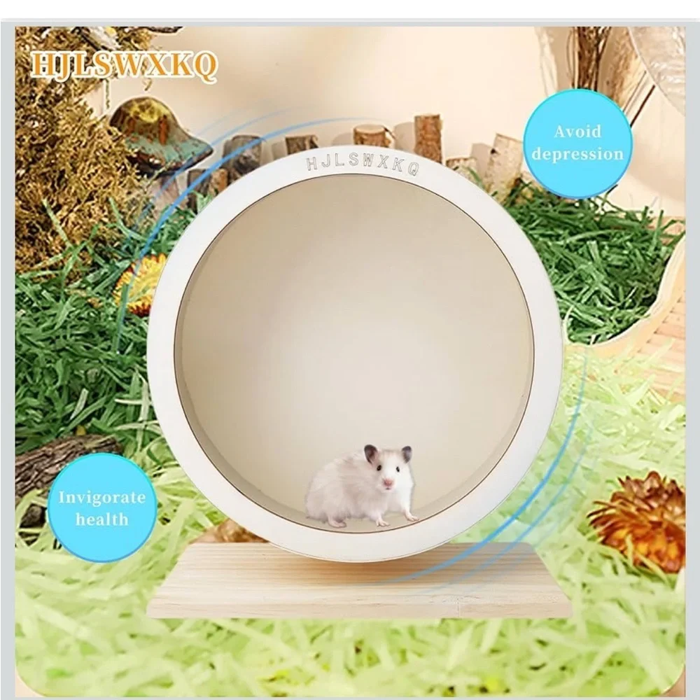 9in Silent Hamster Wheel With 2 Natural Chew Toys - Wooden Exercise Wheel 706